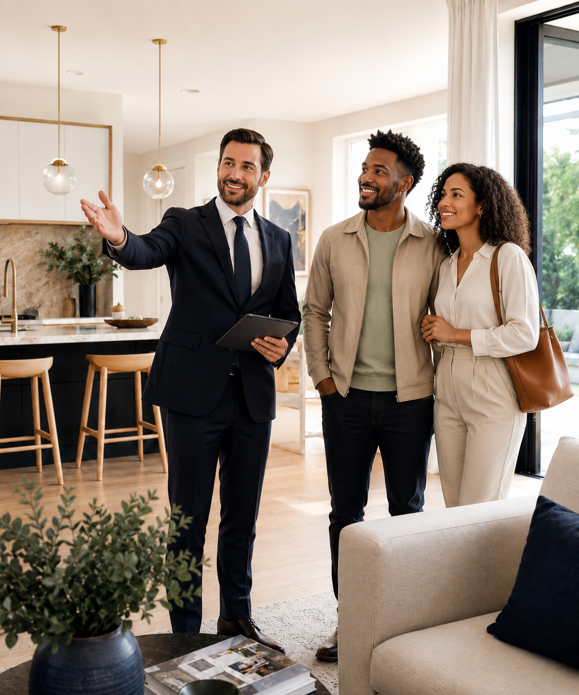 Real estate agent reviewing property listings and agency software
